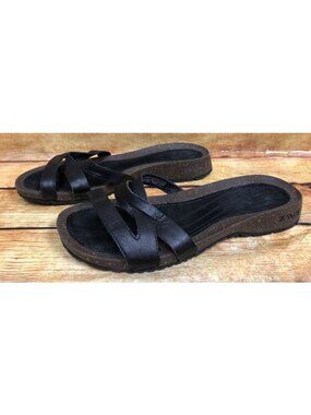 Teva Terra Womens 39.5/8.5 1000069 Black Leather Slide Sport Sandals